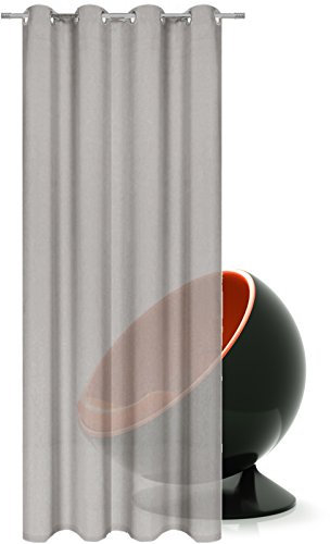 JEMIDI Vorhang halbtransparent 140x245cm - Gardine mit Ösen Anbringung - Ösenschal Dekoschal 100% Polyester lang für Wohnzimmer Schlafzimmer