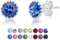 DTPSilver - Damen Ohrringe 925 Sterling Silber mit Kristallen von Swarovski® Elements 6 mm Runde Ohrstecker - Farbe : Blauer Saphir