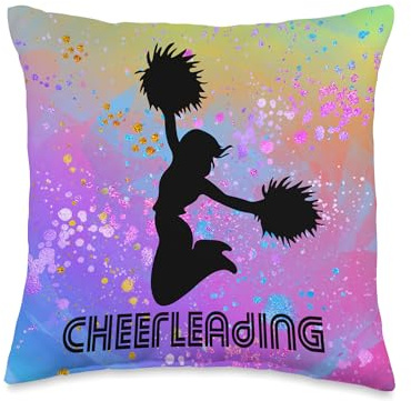 Retro Distressed CHeerleader Cheerleading Girl Pom Pom Cool Throw Pillow