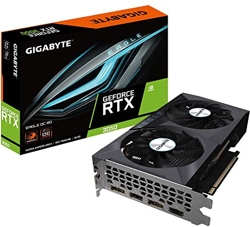 Gigabyte NVIDIA GeForce RTX 3050 EAGLE OC Graphics Card - 8GB GDDR6, 128-bit, PCI-E 4.0, 1792MHz Core Clock, 1x DP 1.4, 1 x HDMI 2.1, NVIDIA Ampere - GV-N3050EAGLE OC-8GD