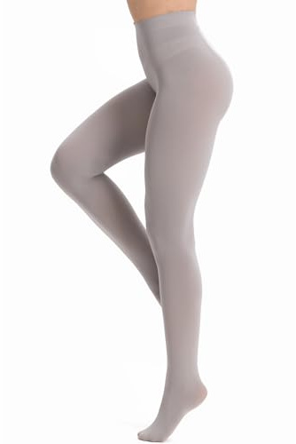 DUCMODA Collant Femme Taille Haute 80 denier Doux Semi Opaque Extensible Gris,s