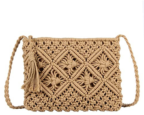 LHHMZ Sac à Main à bandoulière de Plage en Paille Fait Main pour Femmes Sacs à bandoulière de Plage d'été