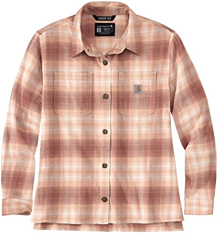 Carhartt Camicia da donna a maniche lunghe in flanella a quadretti, stucco, XL