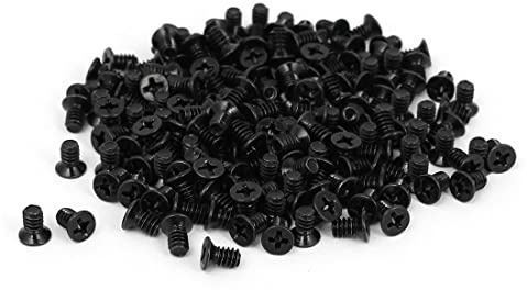 PATIKIL 6#-32 Flat Phillips Hård Skivhuvud Skruv, 200pcs Datorväska PC 3.5 HDD-skruvar, Svart