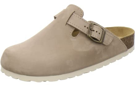 AFS-Schuhe 2900 Clogs Damen Bequeme Hausschuhe mit Fußbett aus Leder Made in Germany (40 EU, Sand Nubuk)
