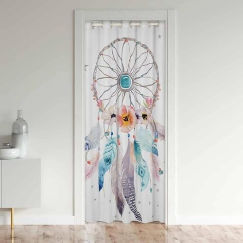 Loussiesd Traumfänger Türvorhang 86x203cm für Tür Privatsphäre Boho Traumfänger Vorhänge Länge Raumteiler Vorhang Abdeckung Isolierter Schrank Vorhang für Schlafzimmer Schranktür