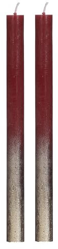 COMFORDER Stabkerzen Set, 2x Tafelkerzen Burgunderrot mit Gold, 25cm, 10 Stunden Brenndauer