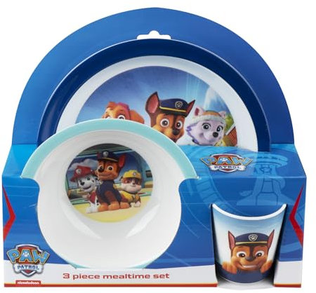 Barbo Toys - Paw Patrol Kinder-Geschirr Set Blau - Ab 6 Monaten - Für Babys, Kleinkinder und kleine Kinder – ESS-Set mit Teller, Schüssel und Tasse für Kinder - Offizielles Paw Patrol