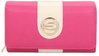 ELIOX Portafoglio Donna Grande in Pelle Pu Elegante Spazioso Capiente Con Portamonete Portatessere Idea Regalo (Fucsia)