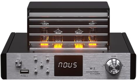 XDTKJDZ Amplificador Estéreo Híbrido a Válvulas, Receptor Estéreo a Válvulas con Bluetooth, Calidad De Sonido HiFi, Entrada De DVD/CD, Fibra Óptica Digital/coaxial, Ajuste De Graves Altos Y Bajos