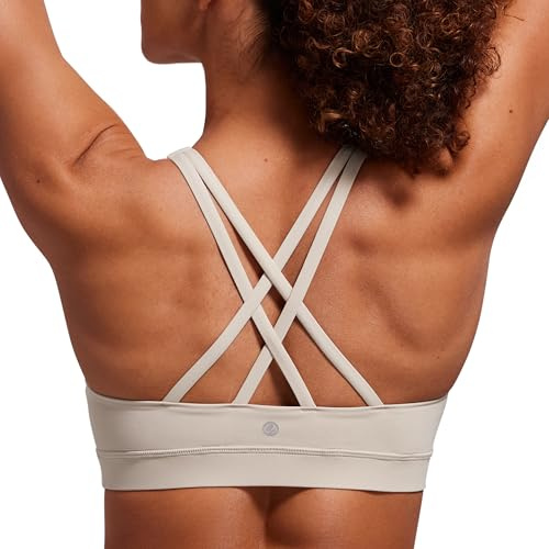 CRZ YOGA Naked Feeling Strappy Sports Bras Mojave Tan Small