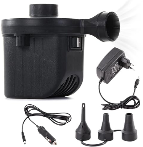 Pompe à Air Électrique Gonfleur Dégonfleur, Pompe électrique avec 3 Buses, AC 240V/DC 12V, 5K Pa, Pompe à Air 2 en 1 électrique à gonflage et dégonflage Rapides pour Matelas et gonflables