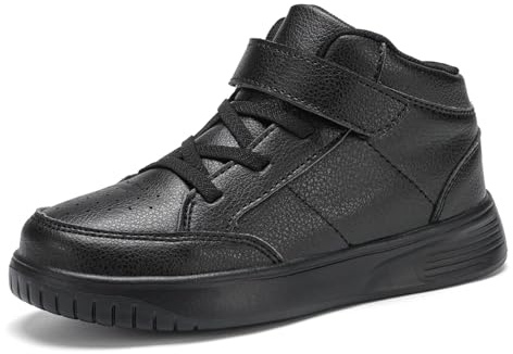 RTOUNT Girls Trainers Boys School Tennis Shoes for Big Kids Lightweight Running Sneakers All Black Size 2 Child