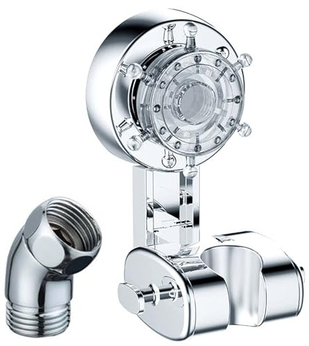 Soporte Ducha Pared de Baño Sin Taladro, Universal Soporte Alcachofa Ducha Ventosa, Soporte de Cabezal Ducha Ajustable, Repuesto para Soporte de Ducha con 2 Ganchos, con 1 Adaptador de Ducha de Mano