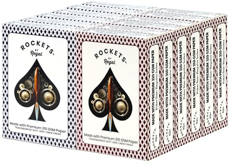 Regal Games [12 Decks] Rockets Bulk Playing Cards Set for Adults & Professionals - 310 GSM Linen Finish - Poker Cards for Blackjack, Euchre, Canasta - Casino Grade, Travel & Game Night Cards