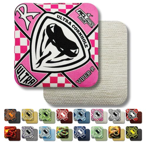 Ultra Cornhole Bags Viper-R Ensemble de sacs de cornhole - Approuvé ACL (carreaux rose)