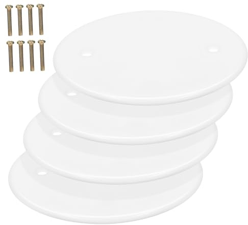 FONDOTIN 4 Pièces Plaques de Plafond Rondes Blanches Robustes Lot de Cache sans Vis Installation Facile pour Plafond et Mur Finition et Discrète