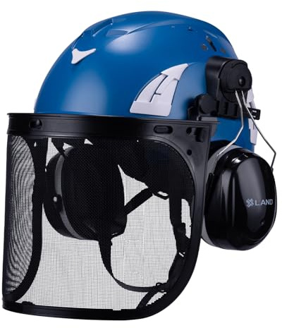 Land Helemts AeroPro ArborKit - Type 1 Class C Forestry Safety Kit - Includes Earmuffs, Faceshield & Safety Helmet - ANSI/ISEA Z89.1 - Blue