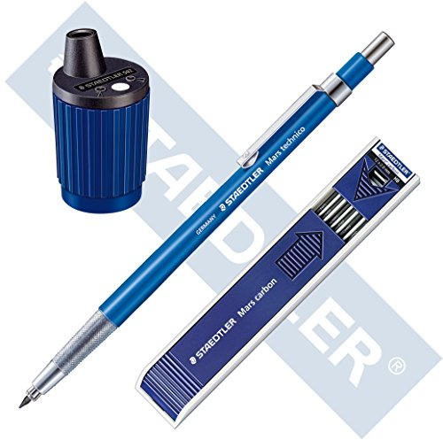 STAEDTLER Mars Technico 780 C stiftpenna, hög kvalitet, med metallklämma och HB stift fallminen HB och pennvässare