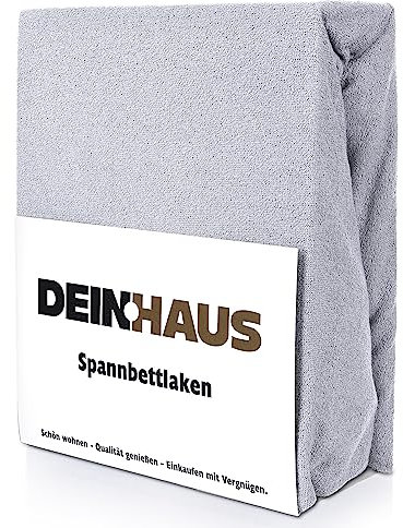 DH DEIN.HAUS Frottee Weiches Spannbetttuch 180 x 200 cm – Baumwolle, mit Gummizug, pflegeleicht, Bettlaken – Farbe: Schwarzgrau