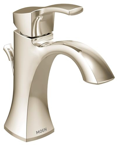 Moen 6903NL Voss Collection One Handle Single Hole Bathroom Sink Faucet with Optional Deckplate, Polished Nickel