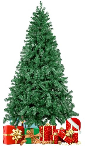 Árbol de Navidad Artificial de 180 cm, 600 Tips, Fácil de Montar, árbol de Decoración Navideña para Interiores y Exteriores, Incluye Soporte de Metal para árbol