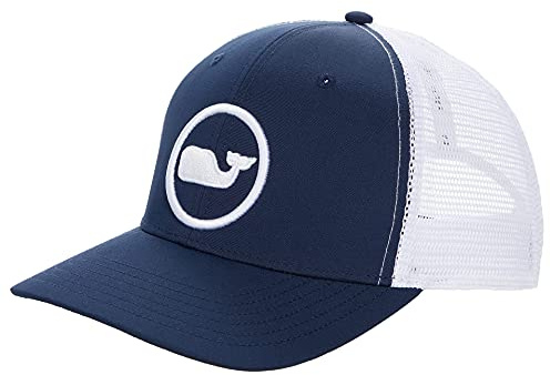 vineyard vines Men's Whale Dot Performance Trucker Hat, Blue Blazer, One Size