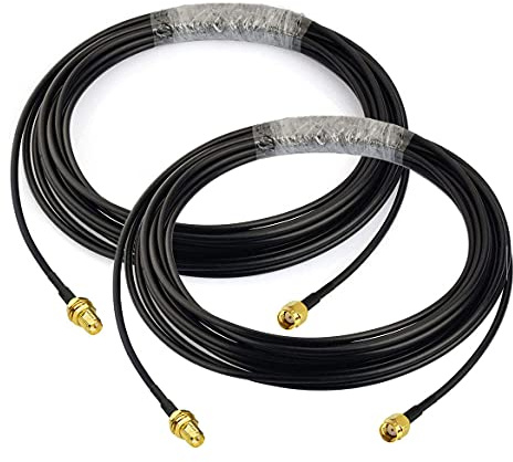 Bingfu WiFi Antenna Extension Cable 2-Pack RP-SMA Male to RP-SMA Female Bulkhead Mount RG174 Cable 20 feet for WiFi Router Security IP Camera Wireless Network Card Adapter