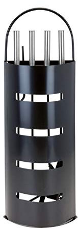 Spetebo - Set di 5 attrezzi per camino, in acciaio INOX, altezza ca. 65 cm, paletta, scopa, pinza, gancio e supporto