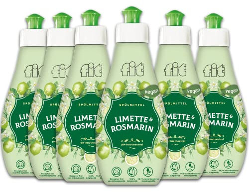 fit Spülmittel Gewürz-Edition Limette & Rosmarin, Geschirrspülmittel flüssig, biologisch abbaubares Spülmittel, fit Geschirrspülmittel nachhaltig & vegan, Karton 6x 400 ml (2400 ml)