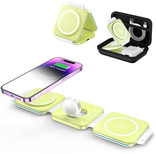 ZUMSEY 3 in 1 Faltbare kabellose Reiseladestation, Apple Ladestation Für Apple Watch und iPhone iPods, Wireless Charger für iPhone 16 15 14 13 12 Pro Max Plus/iWatch 10/9/Ultra/8/7/6/SE/5/4/3/AirPods