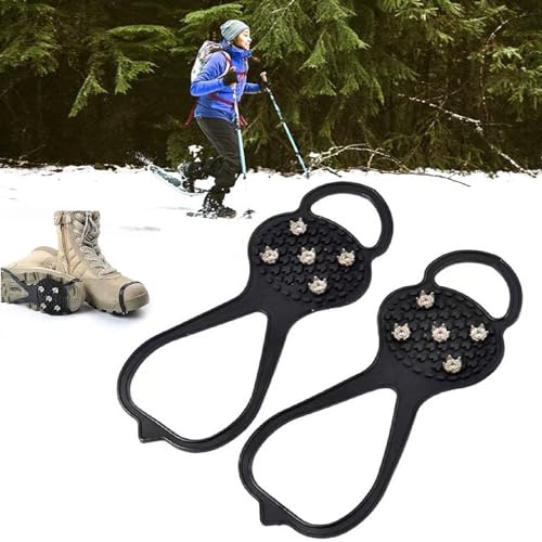 Crampons Antidérapants Chaussures,Glace Traction Crampons Antidérapant,Crampons Antidérapant sur Chaussures/Bottes,5 Clous à Neige Grips Crampons pour Neige,Randonnées,Escalade,Alpinisme en Hiver