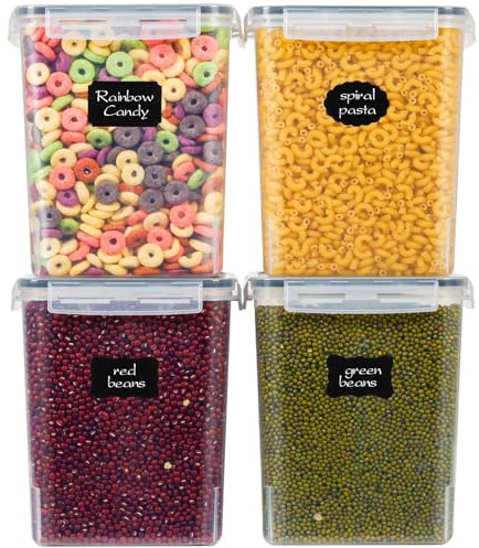 MUUKAIII 5,2L Vorratsdosen Mit Deckel Luftdicht, 4er GroßVorratsdosen Set, BPA Frei, Müsli Schüttdose & Frischhaltedosen, Vorratsbehälter Set für Getreide, Mehl, Zucker Alle Trockenen Lebensmittel