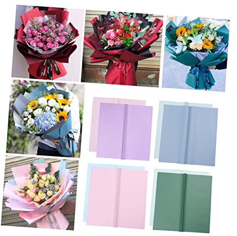 Beavorty 20pcs Flower Wrapping Paper Dual-sided Blush and Lilac Floral Packaging for Gifts Lightweight and Durable Design for Diy Bouquets and Floral Arrangements