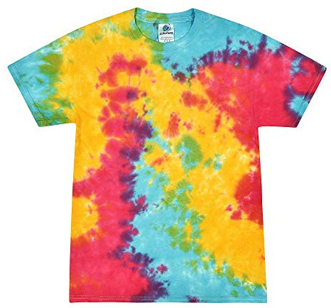TICTEX Unisex batik t-shirt av Colortone – färgglada skjortor för kvinnor och män – tie-dye – hippie-kläder – neonskjorta bomull S M L XL XXL 3XL 4XL 5XL, Multi Rainbow, 3XL