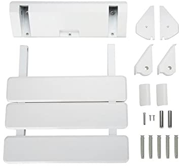 Asiento de ducha de seguridad plegable para ducha, asiento de ducha plegable carga máxima 130 kg, asiento de ducha de pared abatible, taburete de ducha, 33 x 32 x 5 cm, color blanco