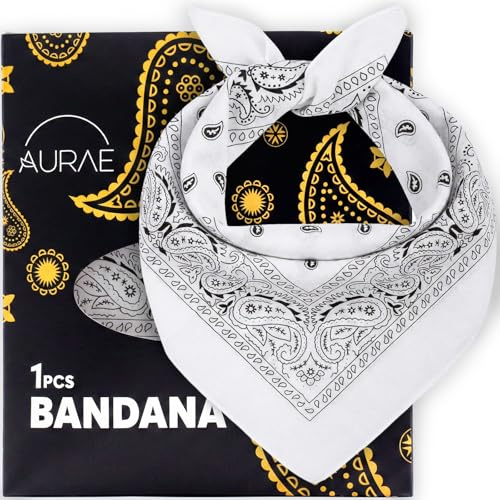 AURAE Bandana – 100 % bomull och naturliga fibrer – bandana scarf utan polyester – mjuk, hållbar och maskintvättbar