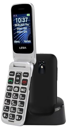 FEGA Telefono Cellulare per Anziani con Tasti Grandi, 4G Telefoni Cellulari a Conchiglia Facile da Usare, Tasto SOS, Base di Ricarica, Volume Alto, Batteria 1300mAh, Flip Senior LTE