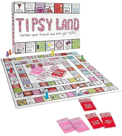Set di giochi da bere Tipsy Land per adulti, giochi da tavolo divertenti per feste, 3-8 giocatori, intrattenimento sociale