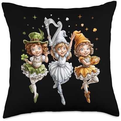 Ballet Ballerina Dancer Leprechaun Gnome St. Patricks Day Throw Pillow