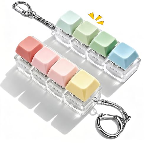 Quelcc 2-delade Tangentbord Fidget Toys, Tangentbord Fidget Clicker, TangentbordFidget Nyckelring, Antistressleksak i 4 Färger, Antistress Nyckelring, för att Lindra Stress och Fylla Tid