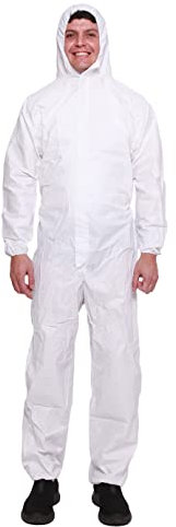 Mirabella Health & Beauty Unisex Disposable Hazmat Type Coverall with Hood Health and Safety Protective Clothing Category 3 S