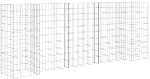 vidaXL Gabionen Pflanzkorb H-förmig Steinkorb Blumentopf Wand Mauer Gabione Drahtkorb Pflanzkübel Blumenkasten Stahldraht 260x40x100cm