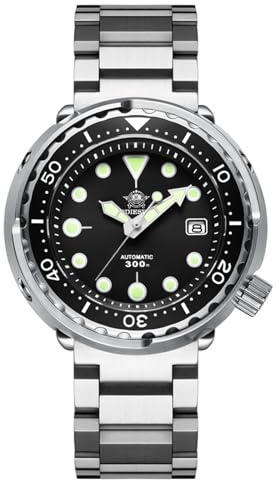 ADDIESDIVE Scuba Mens Diving Watch Automatic Diver 300 M 44.5 MM Big Black Analog Luminescent Chromalight Dial