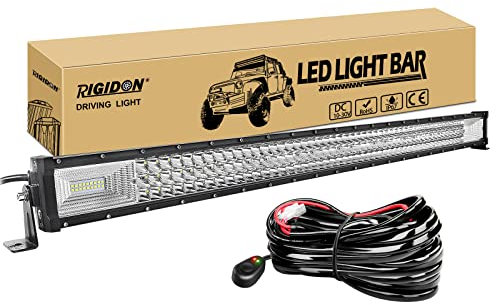 RIGIDON Dreireihige Led lichtleiste kfz mit 12v kabelbaum kit, 42 Zoll 105cm 540W offroad beleuchtung Led bar für Auto SUV ATV, UTV, LKW 4x4, Fahrzeuge, 6000K Weiß led nebelscheinwerfer