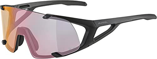 ALPINA HAWKEYE S QV - Selbsttönende, Bruchfeste & Beschlagfreie Sport- & Fahrradbrille Mit 100% UV-Schutz Für Erwachsene, black matt, One Size