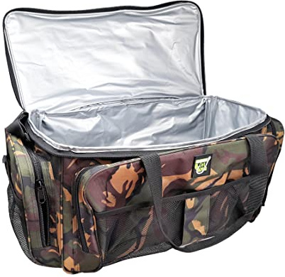 Carp On - Sac isotherme de 50 litres pour appâts de pêche - Sac de rangement 900D (56 x 30 x 30 cm) - Compartiments multi-usages - Pour appâts à la carpe - Camping en plein air, Camouflage DPM, 56 x