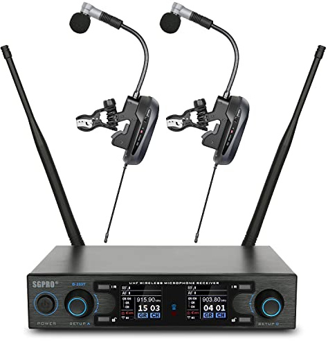SGPRO D-333T Dual Wireless Gooseneck Saxophone Microphone Set