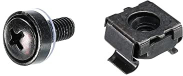 PATIKIL Rack Montage Käfigmuttern M5x10mm Montage Schrauben Eisen Verzinkt für Server Rack Schränke mit Unterlegscheiben Schwarz 10 Set