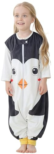 COOKY.D Sac De Couchage Unisexe pour Bébé avec Les Pieds, Sac De Couchage Respirant pour Tout-Petit, Vêtement De Nuit sans Manches pour Les Animaux Pendant 5-6 Ans,Oiseau Noir